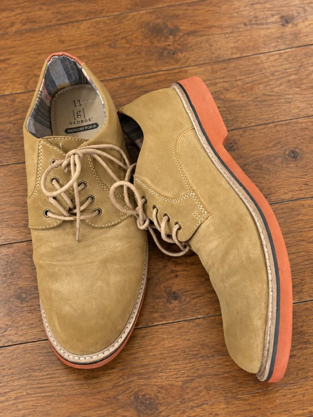 George Men’s Tan Memory Foam Oxford Shoes Size 11